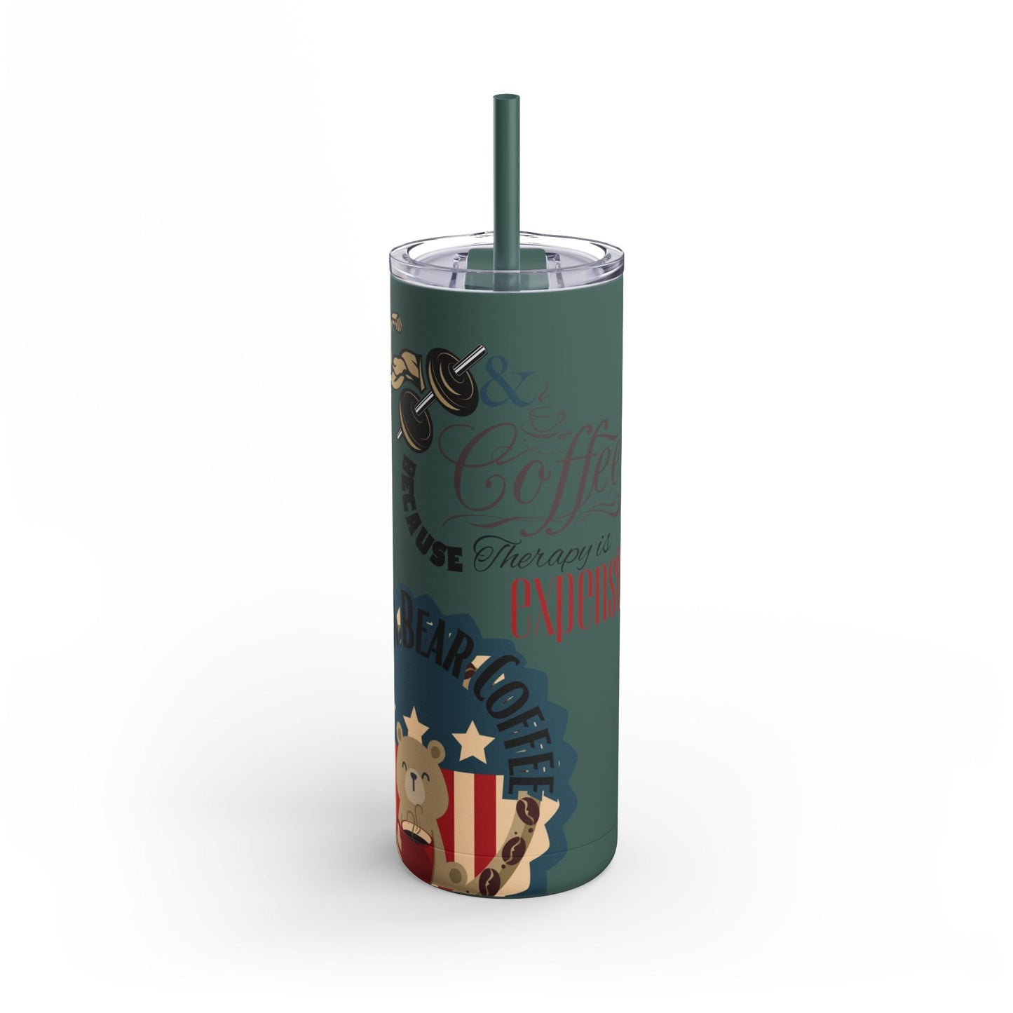 Gym & Coffee Skinny Matte Tumbler, 20oz-6