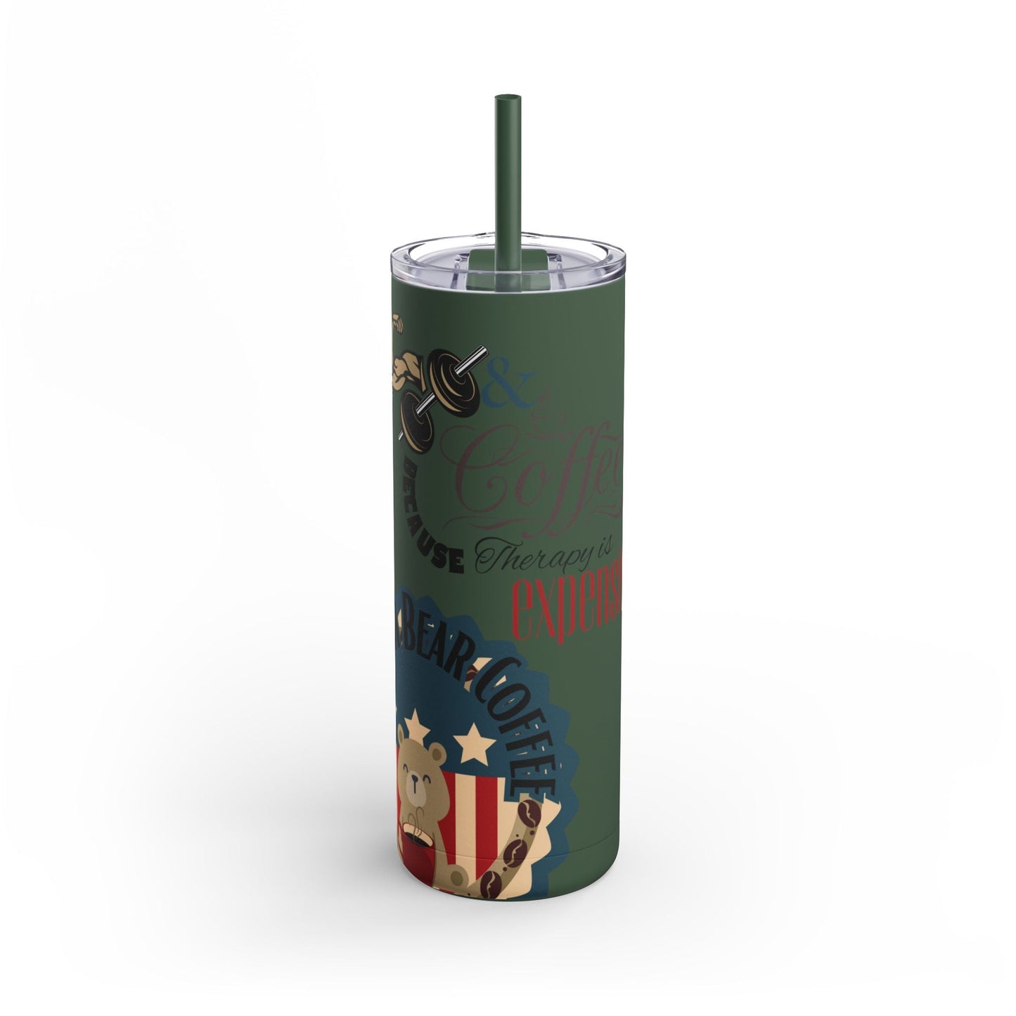 Gym & Coffee Skinny Matte Tumbler, 20oz-5