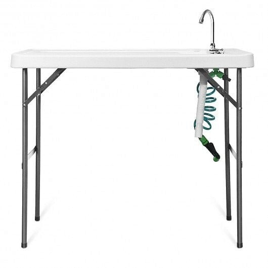 Folding Cleaning Sink Faucet Cutting Camping Table with Sprayer-3