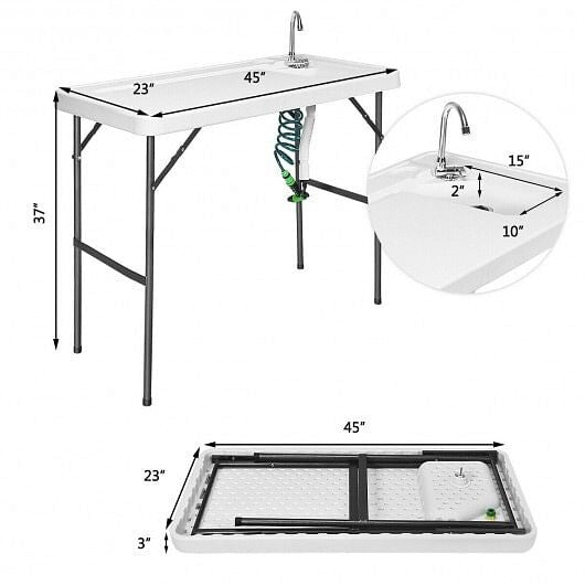 Folding Cleaning Sink Faucet Cutting Camping Table with Sprayer-1