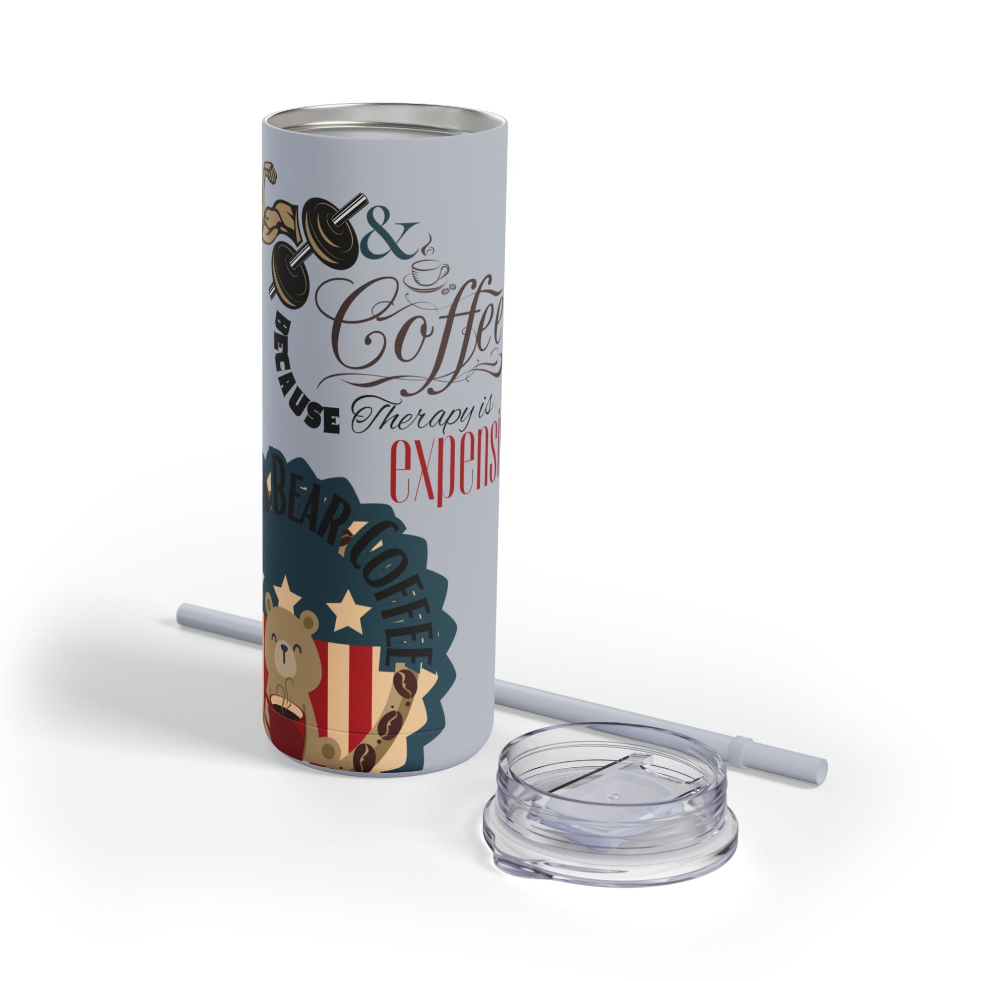 Gym & Coffee Skinny Matte Tumbler, 20oz-3