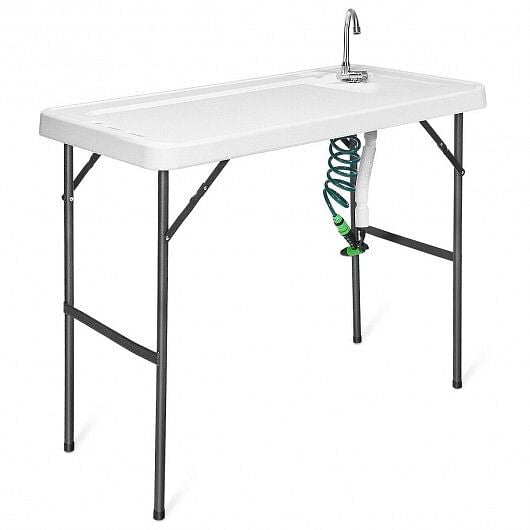 Folding Cleaning Sink Faucet Cutting Camping Table with Sprayer-0
