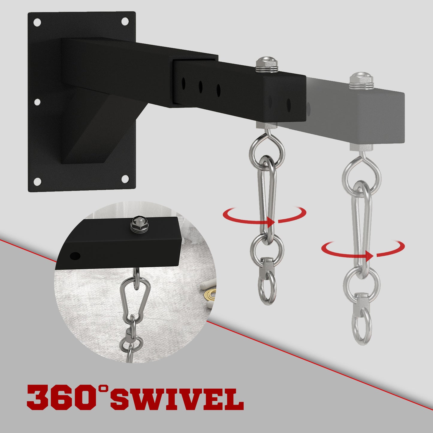 Adjustable Punch Bag Wall Bracket, 5-Length Boxing Bag Bracket for Kickboxing Muay Thai Punching Training | SPORTNOW-3