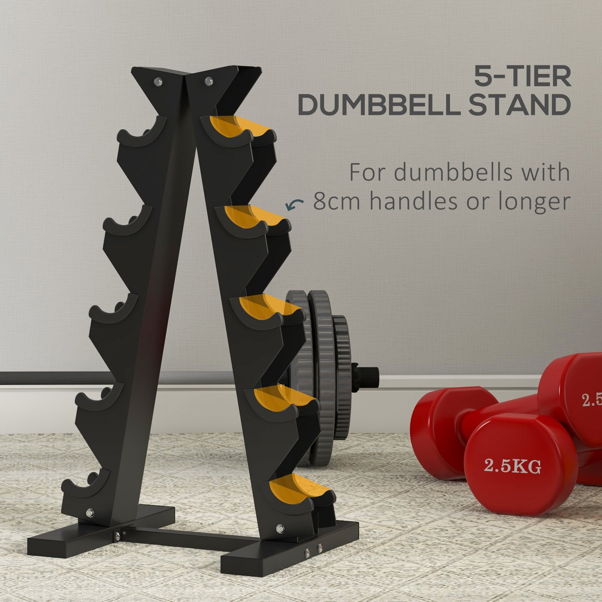 Five-Tier Dumbbell Storage Rack, for Home Gym Exercise - Black-3
