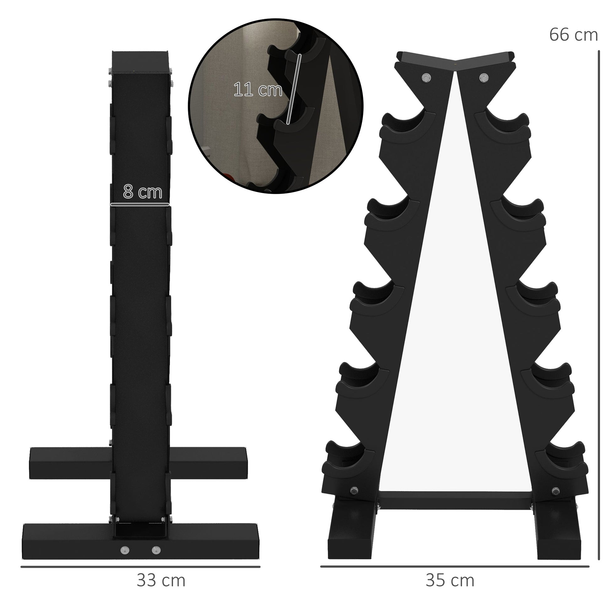 Five-Tier Dumbbell Storage Rack, for Home Gym Exercise - Black-2