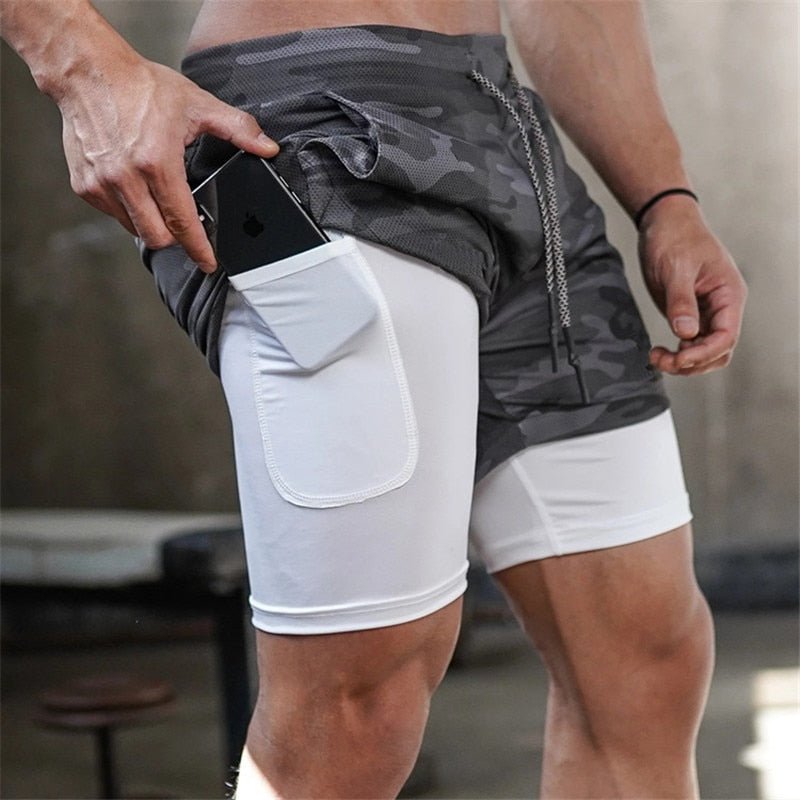 Camo Running Shorts Men 2 In 1 Double-deck Quick Dry GYM Sport Shorts Fitness Jogging Workout Shorts Men Sports Short Pants-2